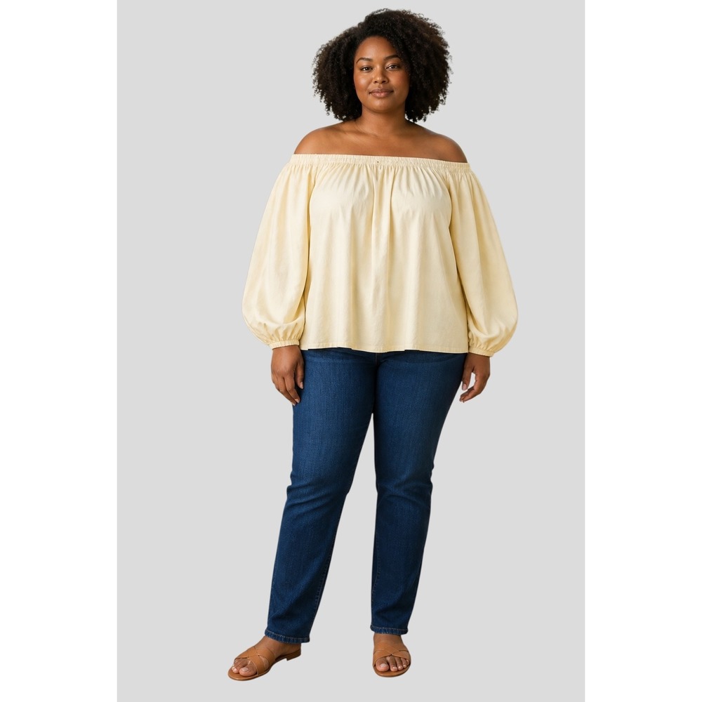 Wenda Lynne Designs‎ Cream Off the Shoulder Peasant Blouse XXL Sleeve Boho